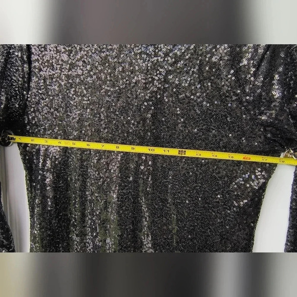 Women's Floor Length, Long Sleeve, Sheer, Goth Whimsigoth Sequin Evening Gown, L - Picture 8 of 11